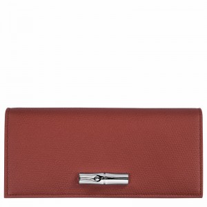 Portfele Longchamp Le Roseau Flap Damskie Brązowe Polska | L3044HFP404