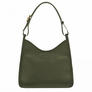 Torba Hobo Longchamp Le FOULONNÉ M Damskie Khaki Polska | 10155021892