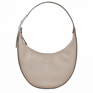 Torba Hobo Longchamp Le Roseau Essential M Damskie Szare Polska | 10218968266