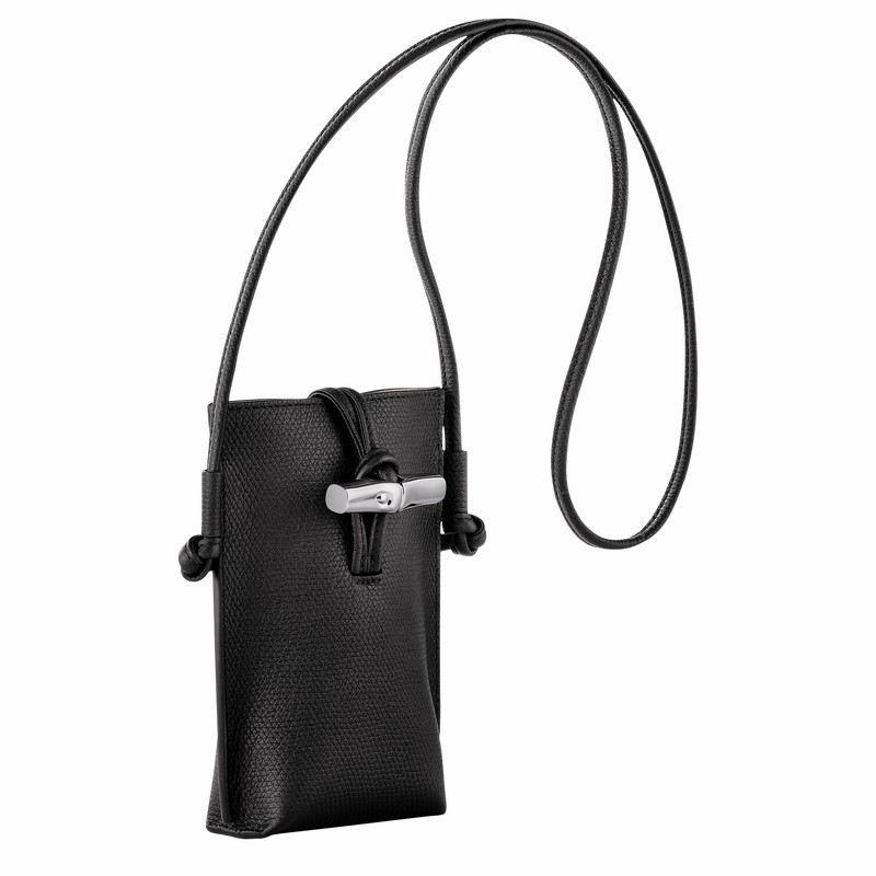 Etui Longchamp Le Roseau Damskie Czarne Polska | 34180HFP001