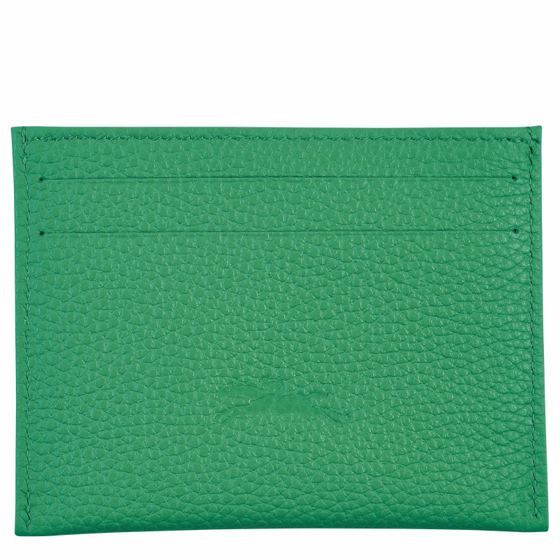 Etui na Karty Longchamp Le FOULONNÉ Damskie Zielone Polska | L3218021129