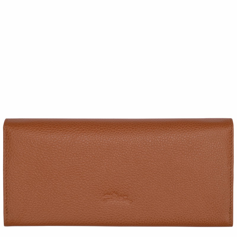 Portfele Longchamp Le FOULONNÉ Continental Damskie Caramel Polska | L3044021121