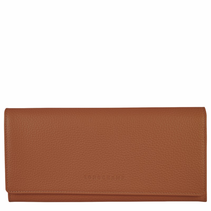 Portfele Longchamp Le FOULONNÉ Continental Damskie Caramel Polska | L3044021121