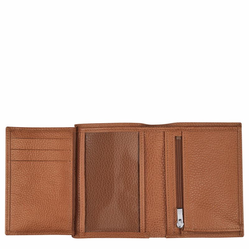 Portfele Longchamp Le FOULONNÉ Damskie Caramel Polska | L3528021F72