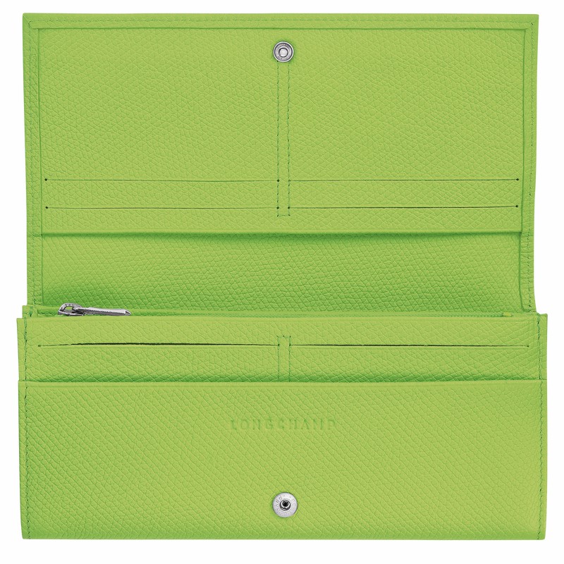 Portfele Longchamp Le Roseau Flap Damskie Zielone Polska | L3044HFP355