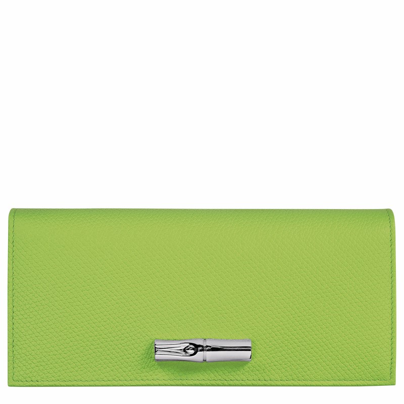 Portfele Longchamp Le Roseau Flap Damskie Zielone Polska | L3044HFP355