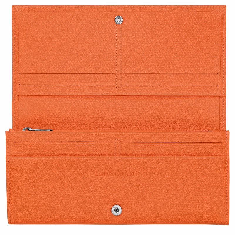 Portfele Longchamp Le Roseau Flap Damskie Pomarańczowe Polska | L3044HFP017