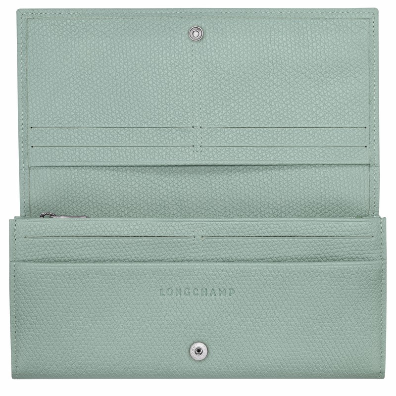 Portfele Longchamp Le Roseau Flap Damskie Celadon Polska | L3044HFP282