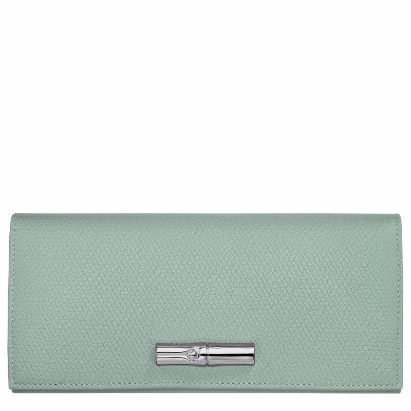 Portfele Longchamp Le Roseau Flap Damskie Celadon Polska | L3044HFP282