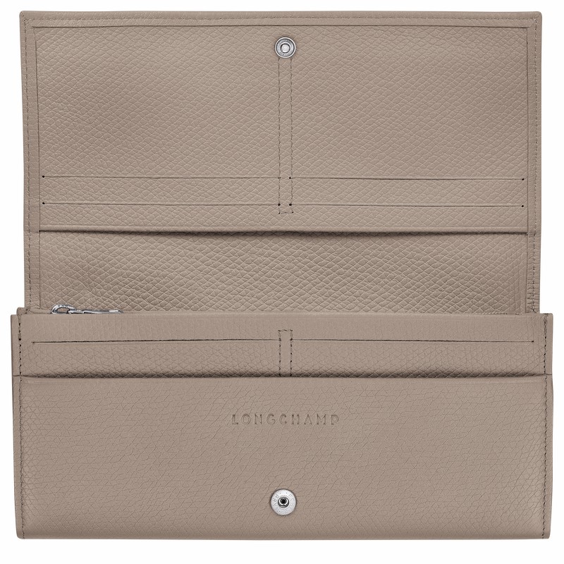 Portfele Longchamp Le Roseau Flap Damskie Szare Polska | L3044HFP266