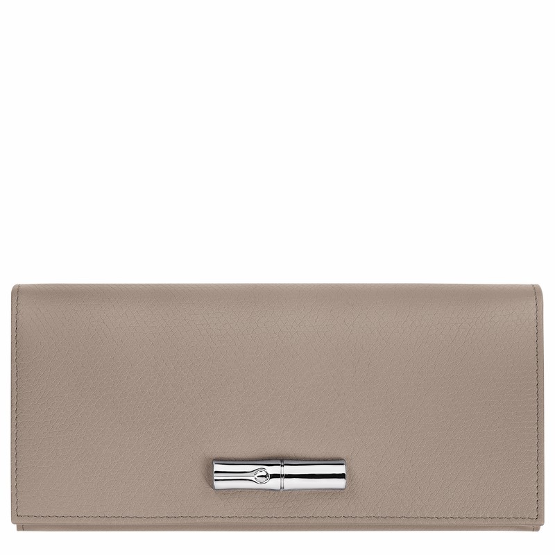 Portfele Longchamp Le Roseau Flap Damskie Szare Polska | L3044HFP266