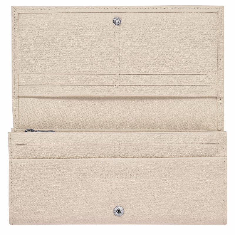 Portfele Longchamp Le Roseau Flap Damskie Białe Polska | L3044HFP555