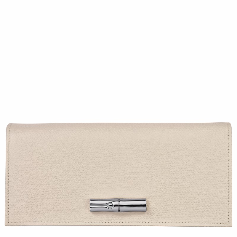 Portfele Longchamp Le Roseau Flap Damskie Białe Polska | L3044HFP555