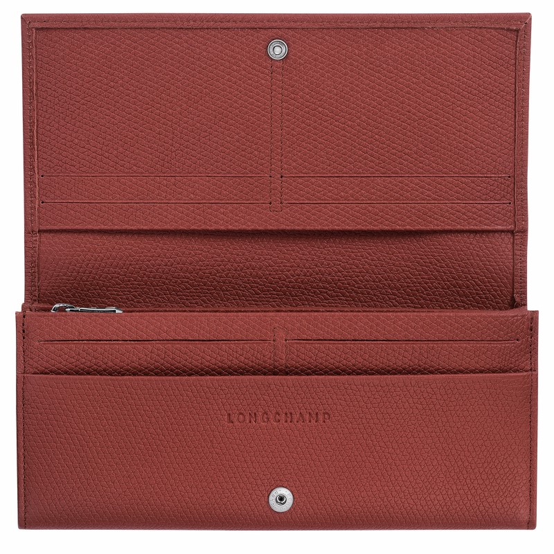 Portfele Longchamp Le Roseau Flap Damskie Brązowe Polska | L3044HFP404