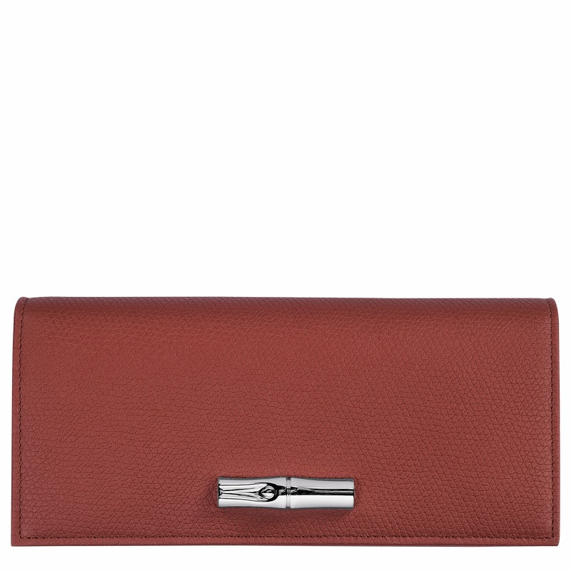 Portfele Longchamp Le Roseau Flap Damskie Brązowe Polska | L3044HFP404