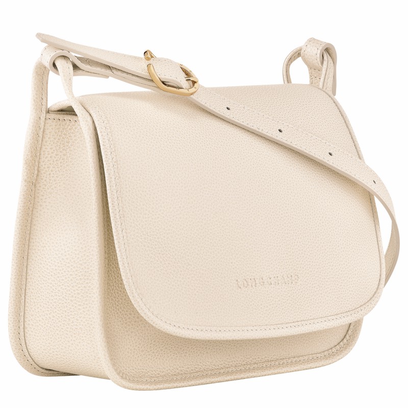 Torba Crossbody Longchamp Le FOULONNÉ M Damskie Białe Polska | 10135021555