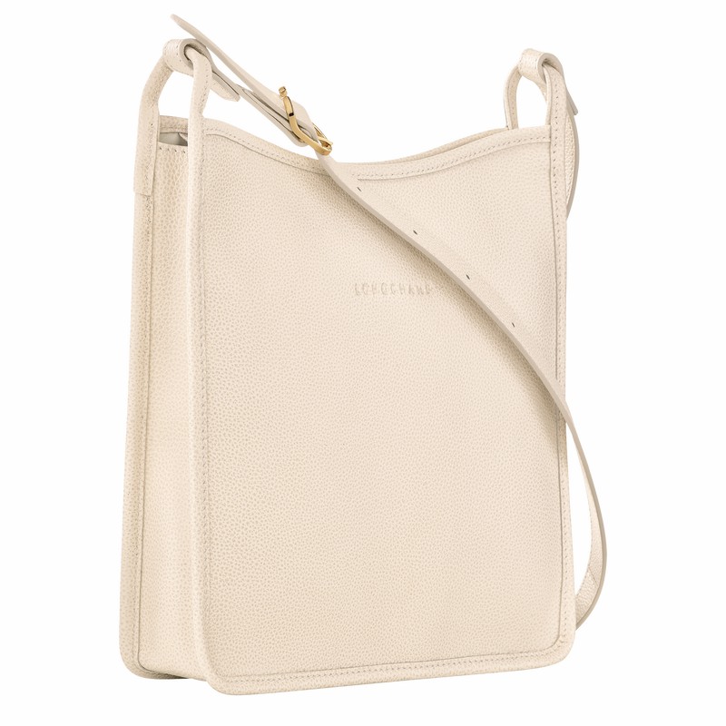 Torba Crossbody Longchamp Le FOULONNÉ M Damskie Białe Polska | 10140021555