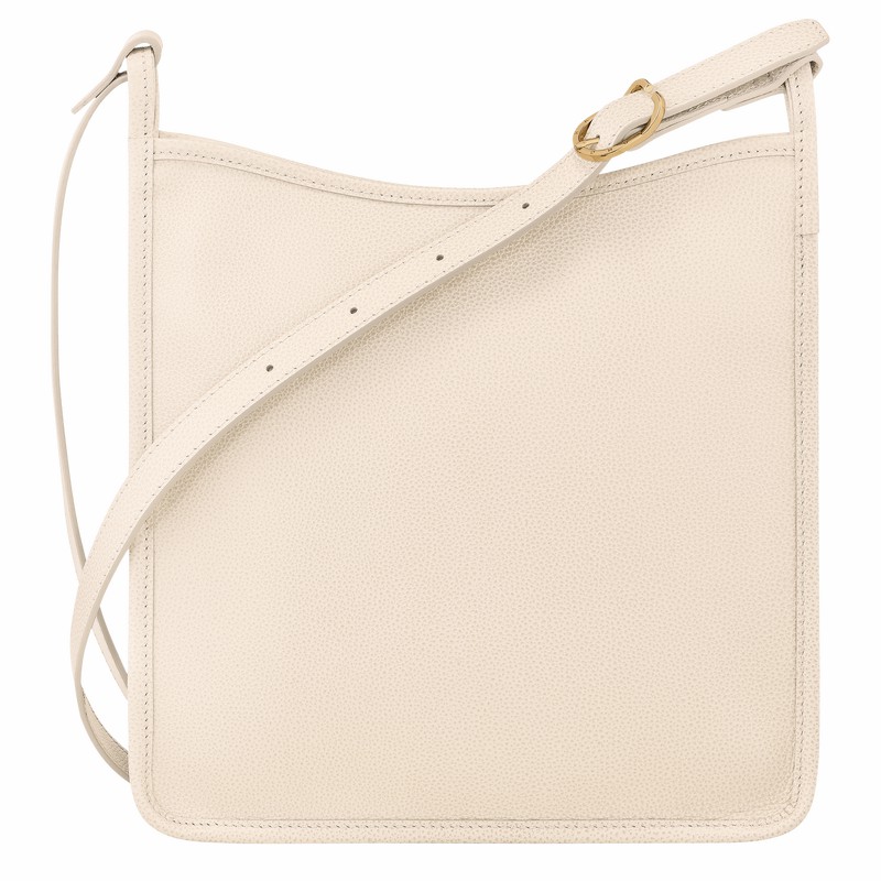 Torba Crossbody Longchamp Le FOULONNÉ M Damskie Białe Polska | 10140021555