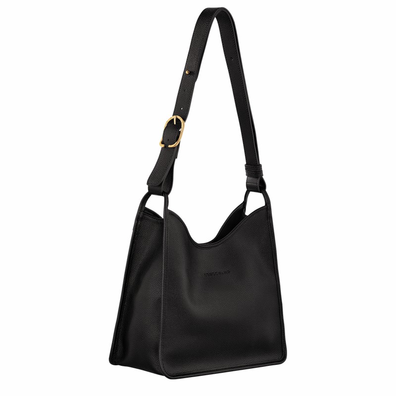 Torba Hobo Longchamp Le FOULONNÉ M Damskie Czarne Polska | 10155021001