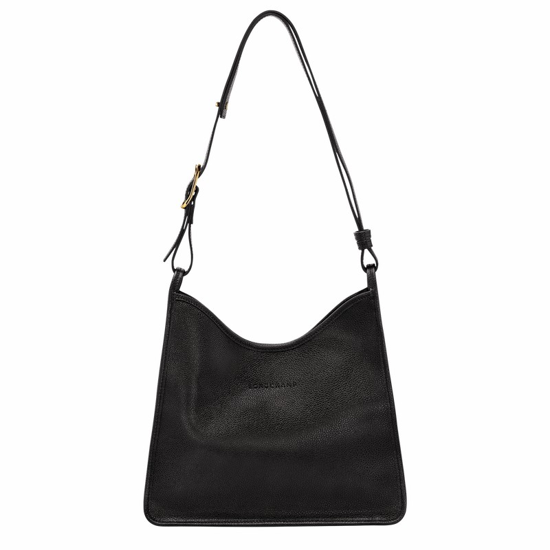 Torba Hobo Longchamp Le FOULONNÉ M Damskie Czarne Polska | 10155021001