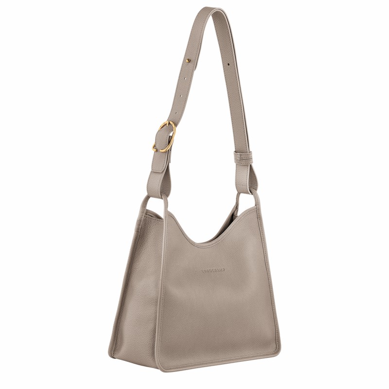 Torba Hobo Longchamp Le FOULONNÉ M Damskie Szare Polska | 10155021P55