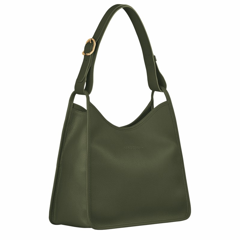 Torba Hobo Longchamp Le FOULONNÉ M Damskie Khaki Polska | 10155021892