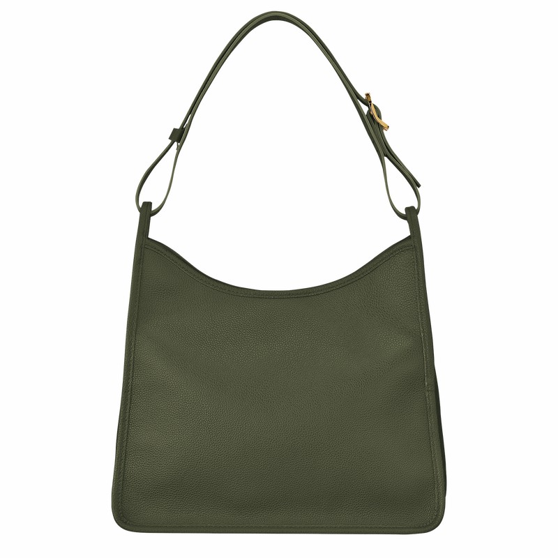 Torba Hobo Longchamp Le FOULONNÉ M Damskie Khaki Polska | 10155021892