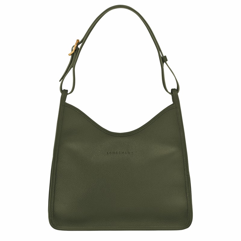 Torba Hobo Longchamp Le FOULONNÉ M Damskie Khaki Polska | 10155021892