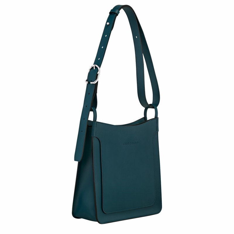 Torba Hobo Longchamp Le FOULONNÉ S Damskie Niebieskie Polska | 10272HFI806