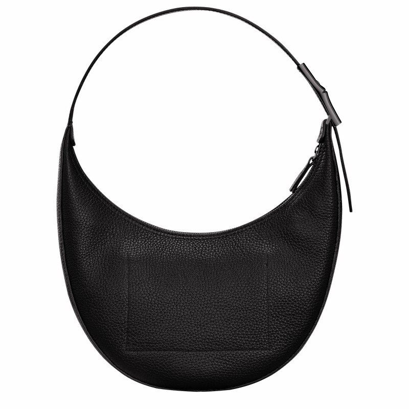 Torba Hobo Longchamp Le Roseau Essential M Damskie Czarne Polska | 10218968001