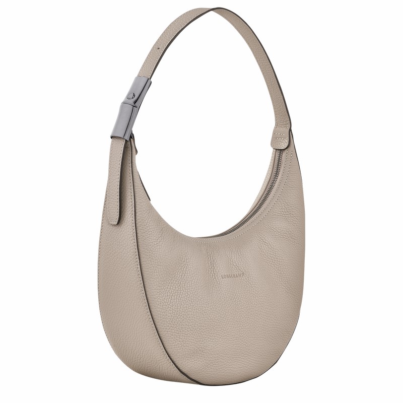 Torba Hobo Longchamp Le Roseau Essential M Damskie Szare Polska | 10218968266