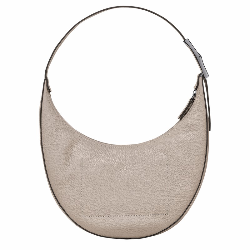 Torba Hobo Longchamp Le Roseau Essential M Damskie Szare Polska | 10218968266