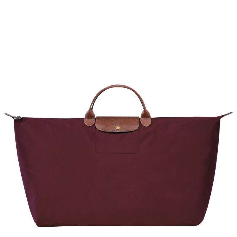 Torby Podróżne Longchamp Le Pliage Original M Męskie Bordowe Polska | L1625089P87-