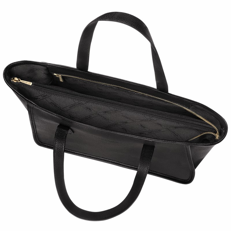 Torby Tote Longchamp Le FOULONNÉ L Damskie Czarne Polska | 10190021001