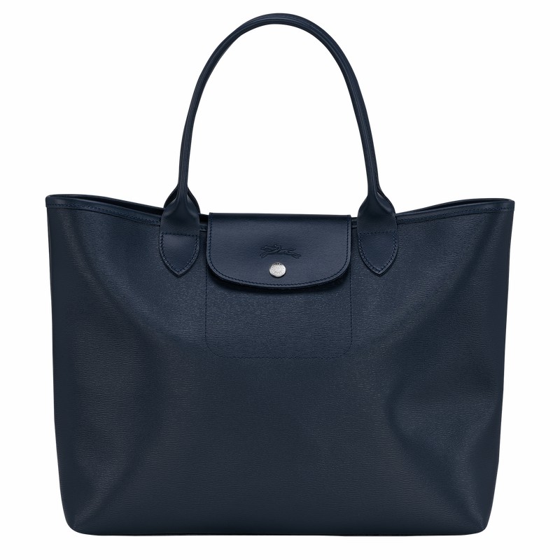 Torby Tote Longchamp Le Pliage City L Damskie Granatowe Polska | 10182HYQ556