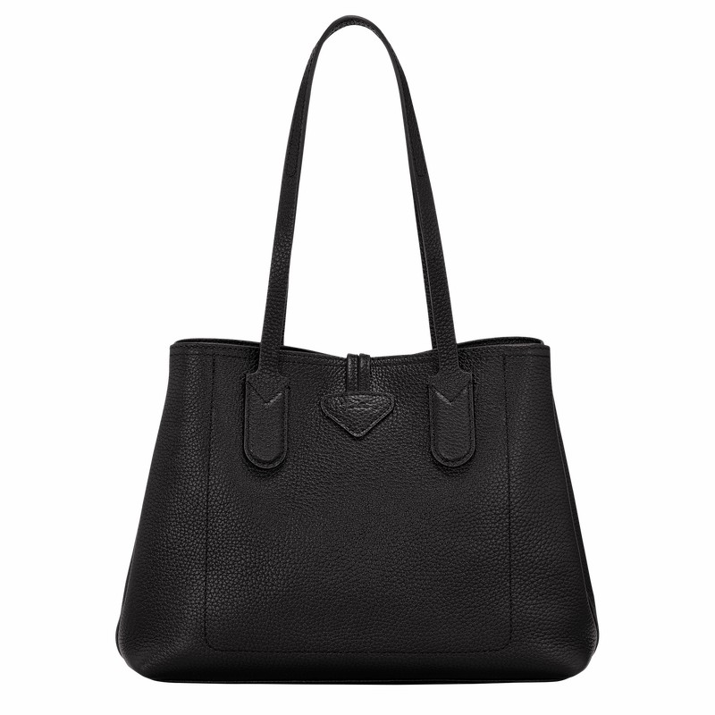 Torby Tote Longchamp Le Roseau Essential M Damskie Czarne Polska | 10183968001