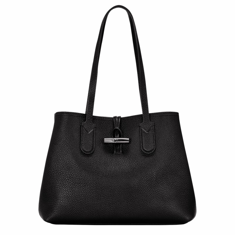 Torby Tote Longchamp Le Roseau Essential M Damskie Czarne Polska | 10183968001