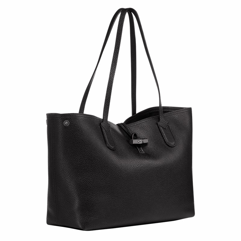 Torby Tote Longchamp Le Roseau Essential L Damskie Czarne Polska | L2686968001